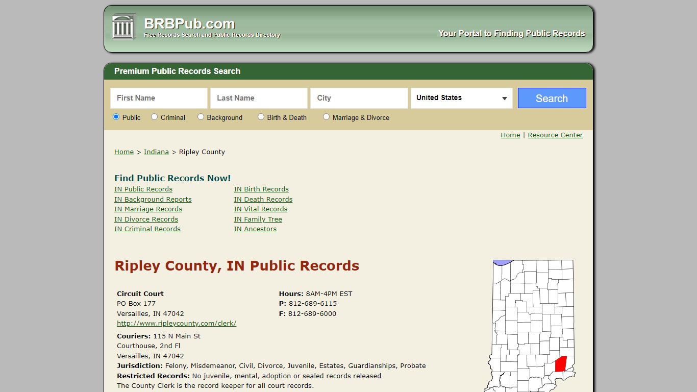 Ripley County Public Records | Search Indiana Government ...