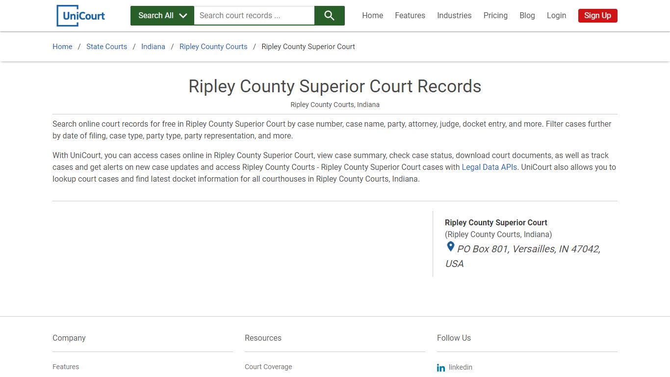 Ripley County Superior Court Records | Ripley | UniCourt