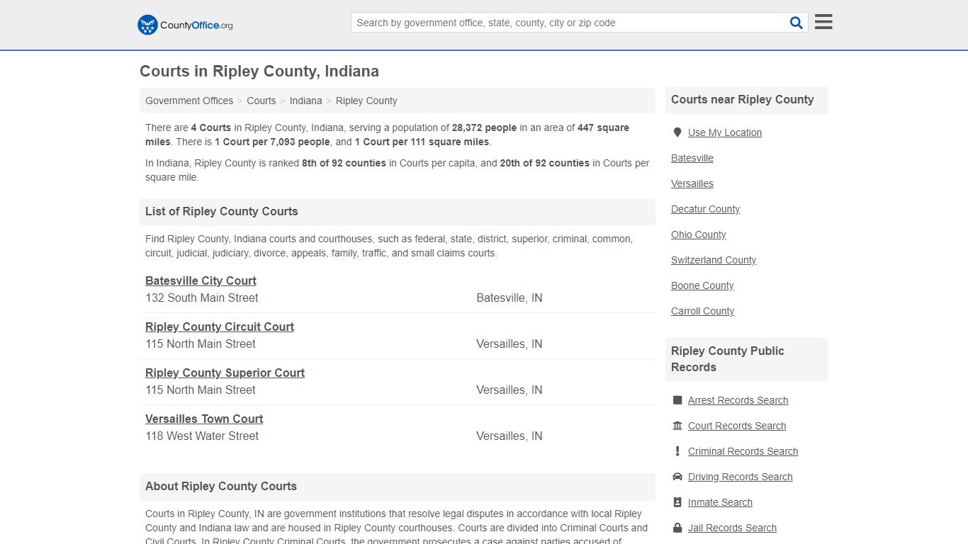Courts - Ripley County, IN (Court Records & Calendars)